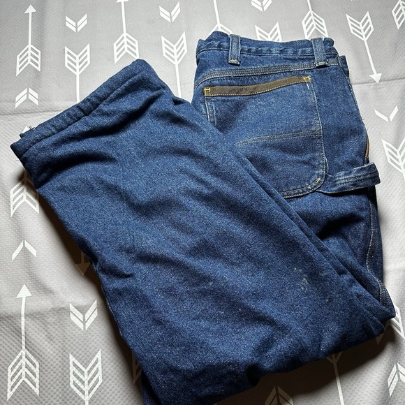 Wrangler Riggs Work Wear Mens Carpenter Jeans Sz 42 x 30 Durashield Fleece Lined - Picture 1 of 13